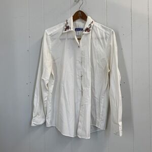 Pendleton Shirt Men's Size 12 Pima Cotton White Long Sleeve Christmas Hollyberry